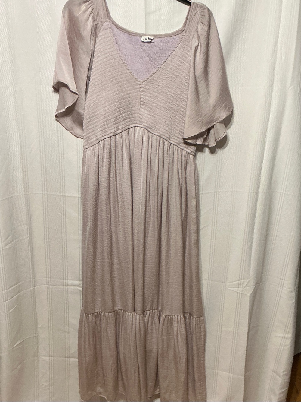 In Loom Soft Lilac Maxi Dress with Flutter Sleeves SZ L